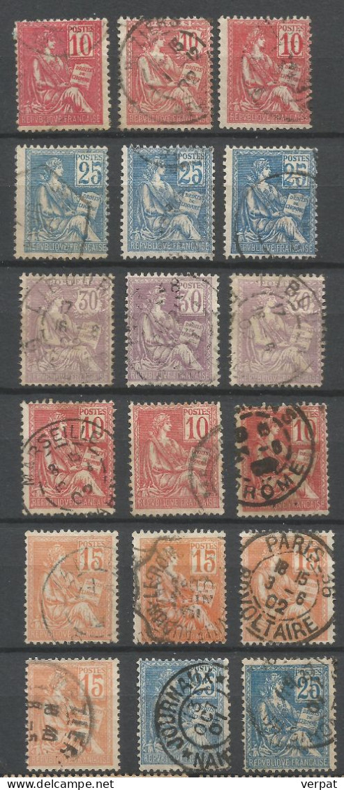 18 X Mouchon Y&T 112 114 115 116 117 118 Et Un 117A - Used Stamps
