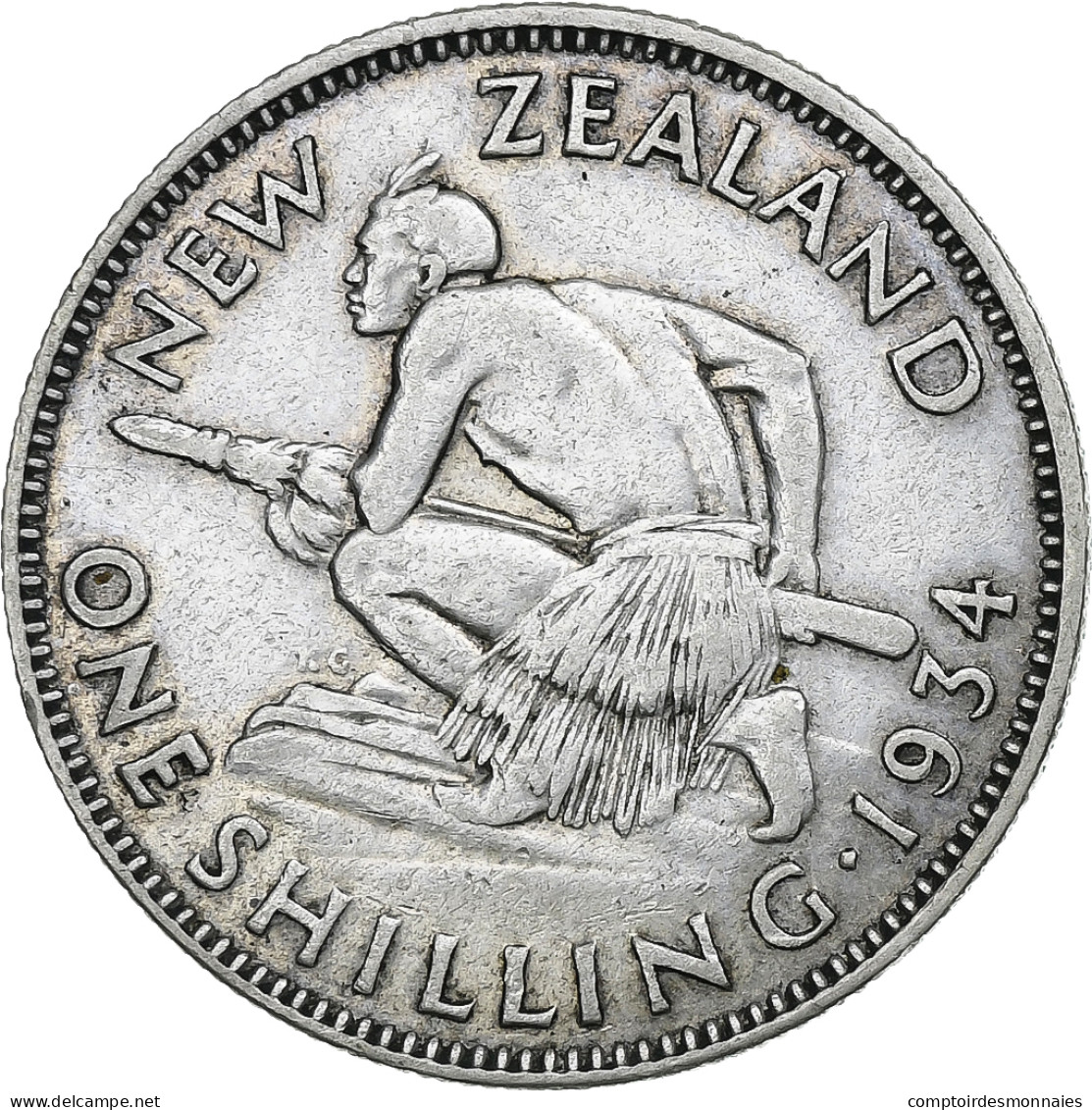 Nouvelle-Zélande, George V, Shilling, 1934, Londres, Argent, TTB, KM:3 - Nieuw-Zeeland