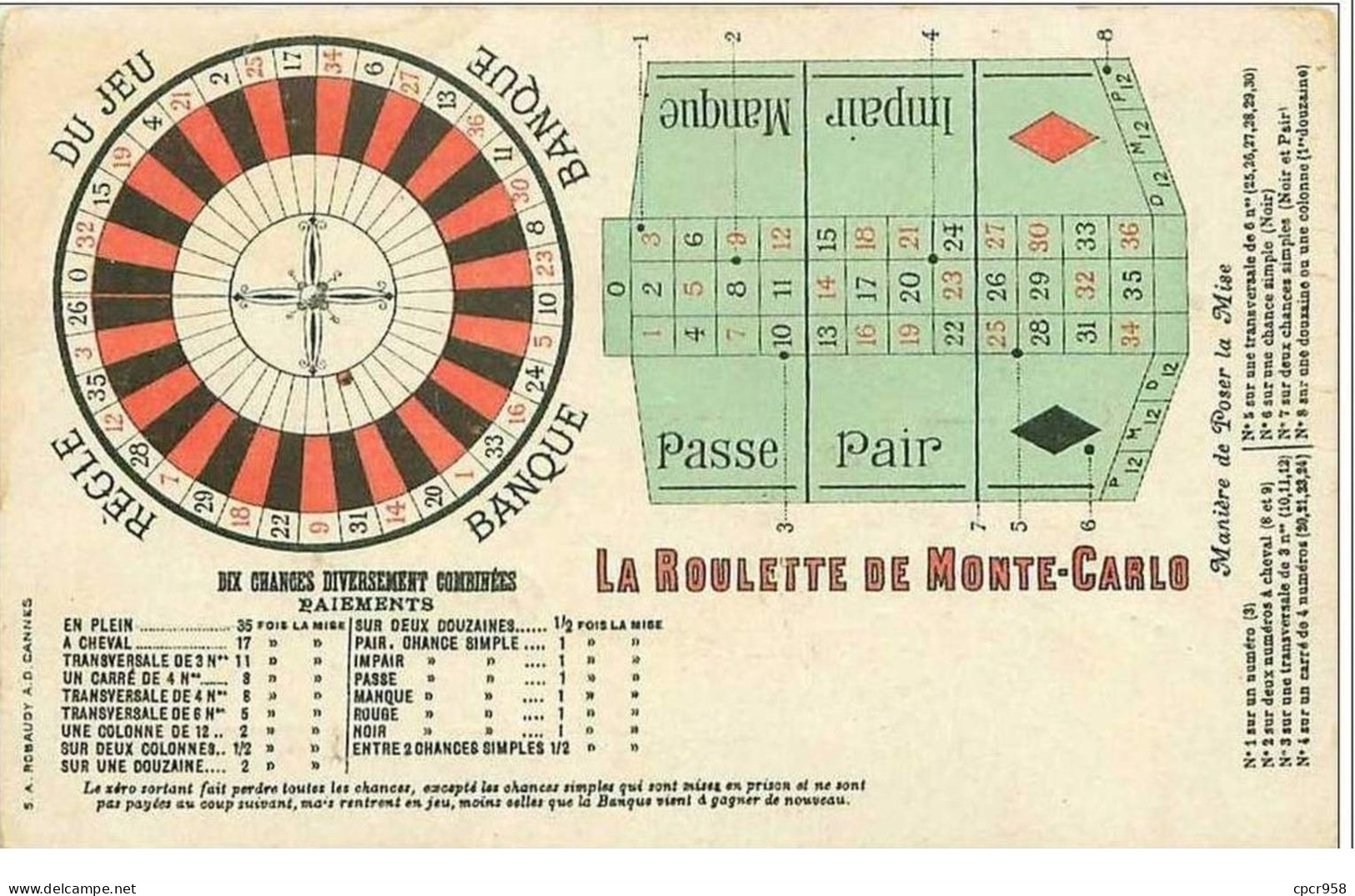 JEUX.LA ROULETTE DE MONTE CARLO - Altri & Non Classificati