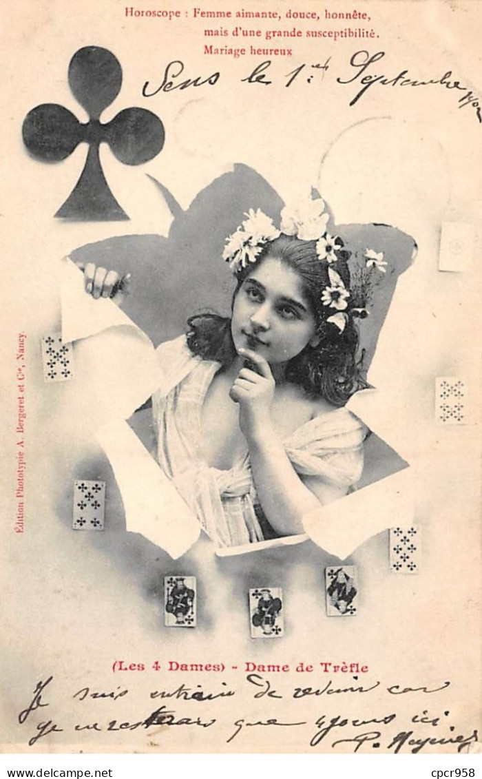Jeux - N°72563 - Dame De Trèfle (Les 4 Dames) - Horoscope : Femme Aimante ... - Playing Cards