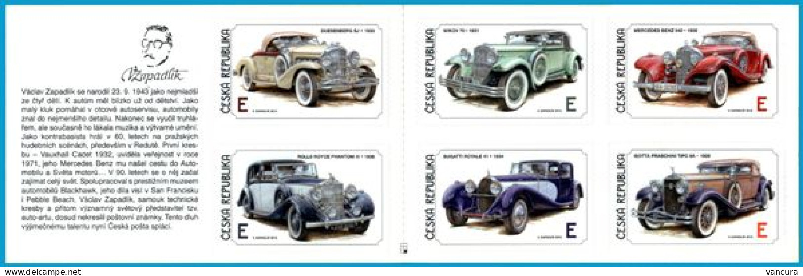 ** Booklet 735-740 Czech Republic Cars (Zapadlik) 2012 Duesenberg,Wikov,Mercedes Benz,Rolls Royce,Bugatti, Isotta - Neufs