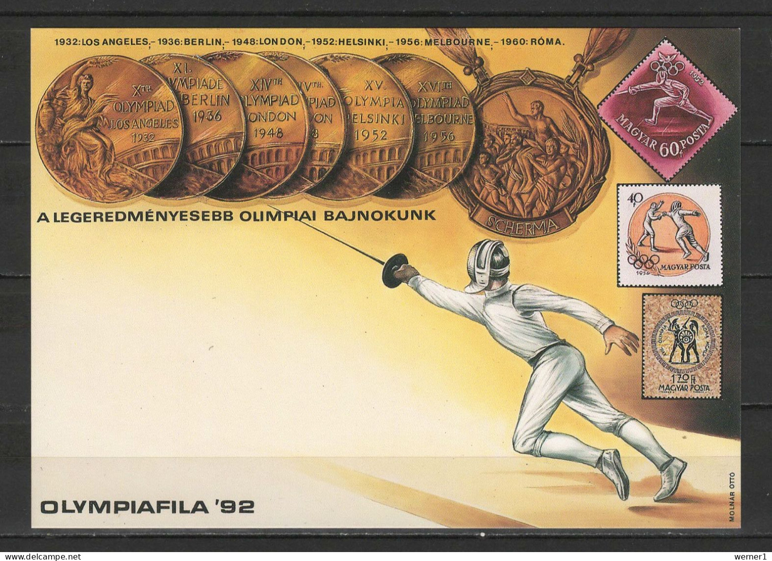 Hungary 1992 Olympic Games, Olympiaphila Commemorative Postcard - Verano 1992: Barcelona