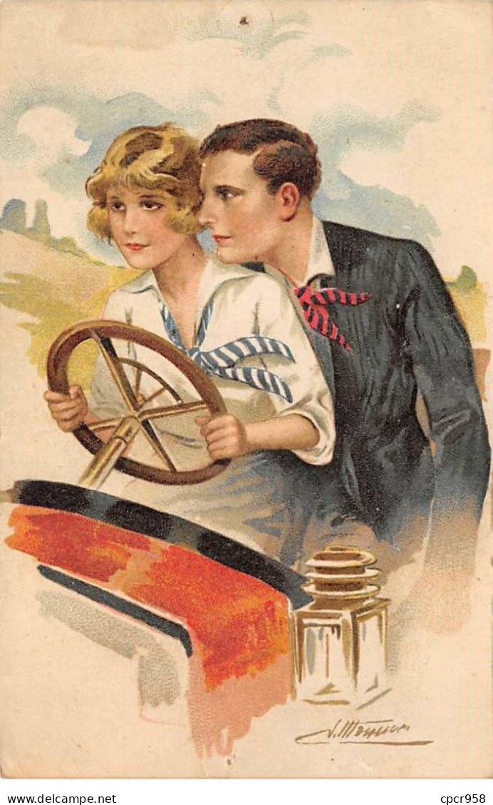 Illustrateurs - N°81766 - S. Meunier - Amours, Délices ... Et Autos - Couple En Voiture - Carte Vendue En L'état - Meunier, S.