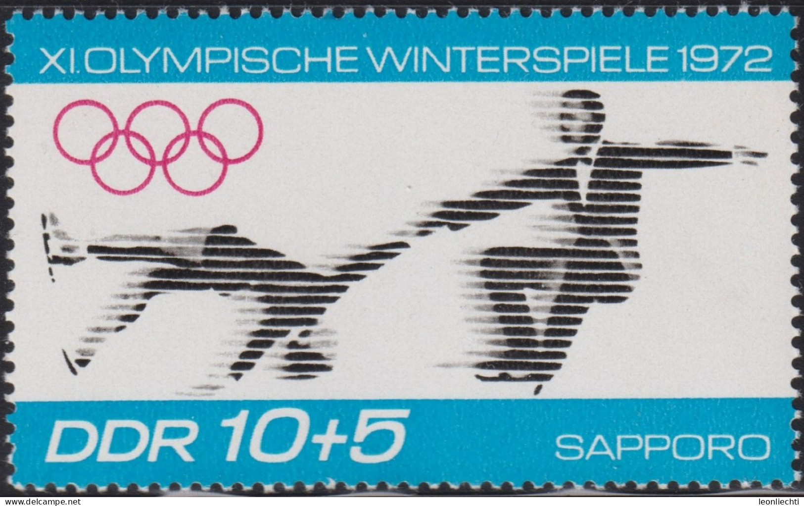 1971 DDR ** Mi:DD 1726, Sn:DD B163, Yt:DD 1414, Sg:DD E1446, Eiskunstlauf, Olympische Winterspiele, Sapporo - Inverno1972: Sapporo
