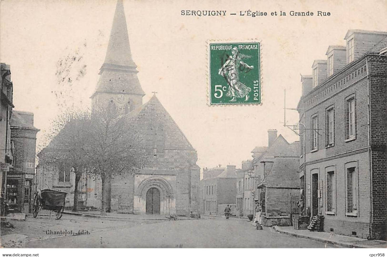 27 - SERQUIGNY - SAN46050 - L'Eglise Et La Grande Rue - En L'état - Serquigny