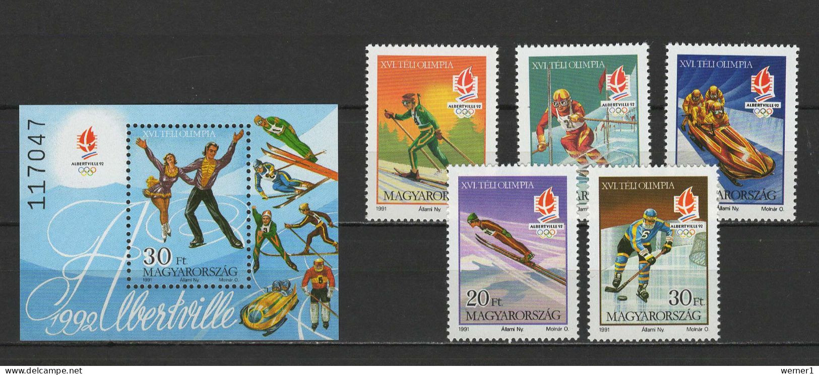 Hungary 1991 Olympic Games Albertville Set Of 5 + S/s MNH - Winter 1992: Albertville