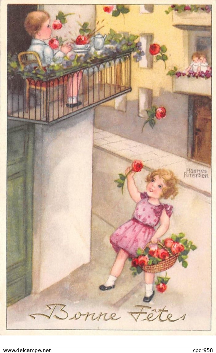 Illustrateurs - N°69328 - Peterson N°60 - Bonne Fête - Fillette Jetant Des Roses Dans La Tasse D'un Garçon - Petersen, Hannes