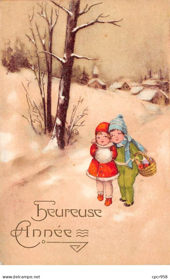 Illustrateurs - N°69335 - Peterson - Heureuse Année - Couple D'enfant Marchant Dans La Neige - Petersen, Hannes