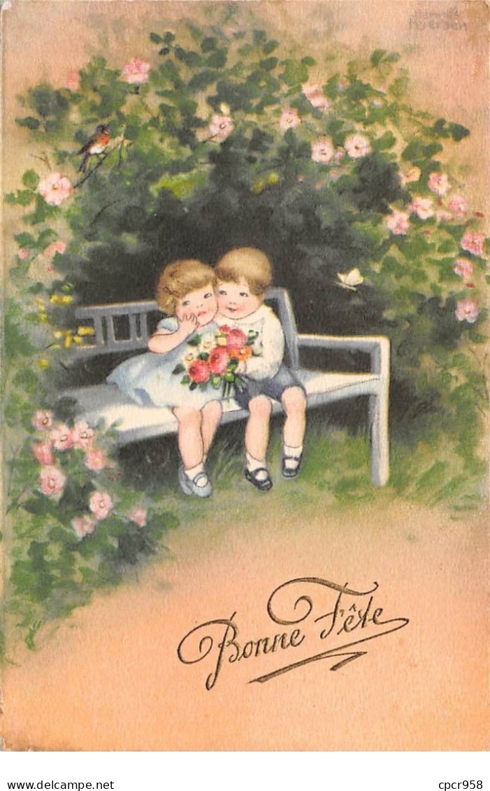 Illustrateurs - N°69334 - Peterson - Bonne Fête - Couple D'enfant Sur Un Banc - Petersen, Hannes