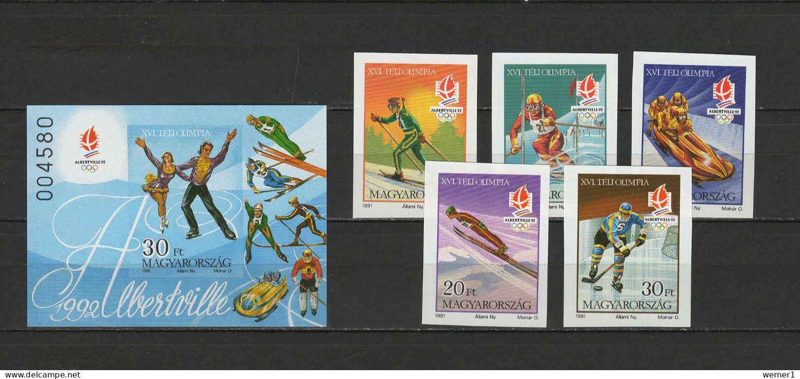Hungary 1991 Olympic Games Albertville Set Of 5 + S/s Imperf. MNH - Inverno1992: Albertville
