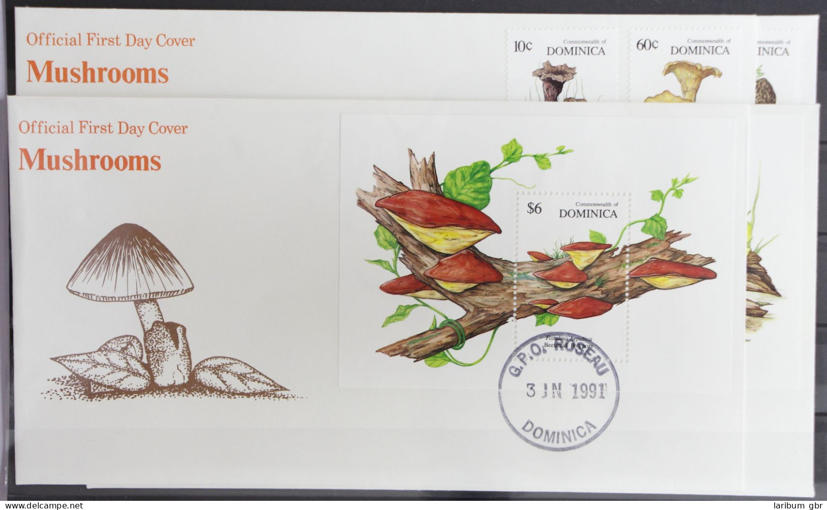 Dominica 1394-1401 Und Block 182 Und 183 Gestempelt Als FDC / Pilze #GG770 - Dominica (1978-...)