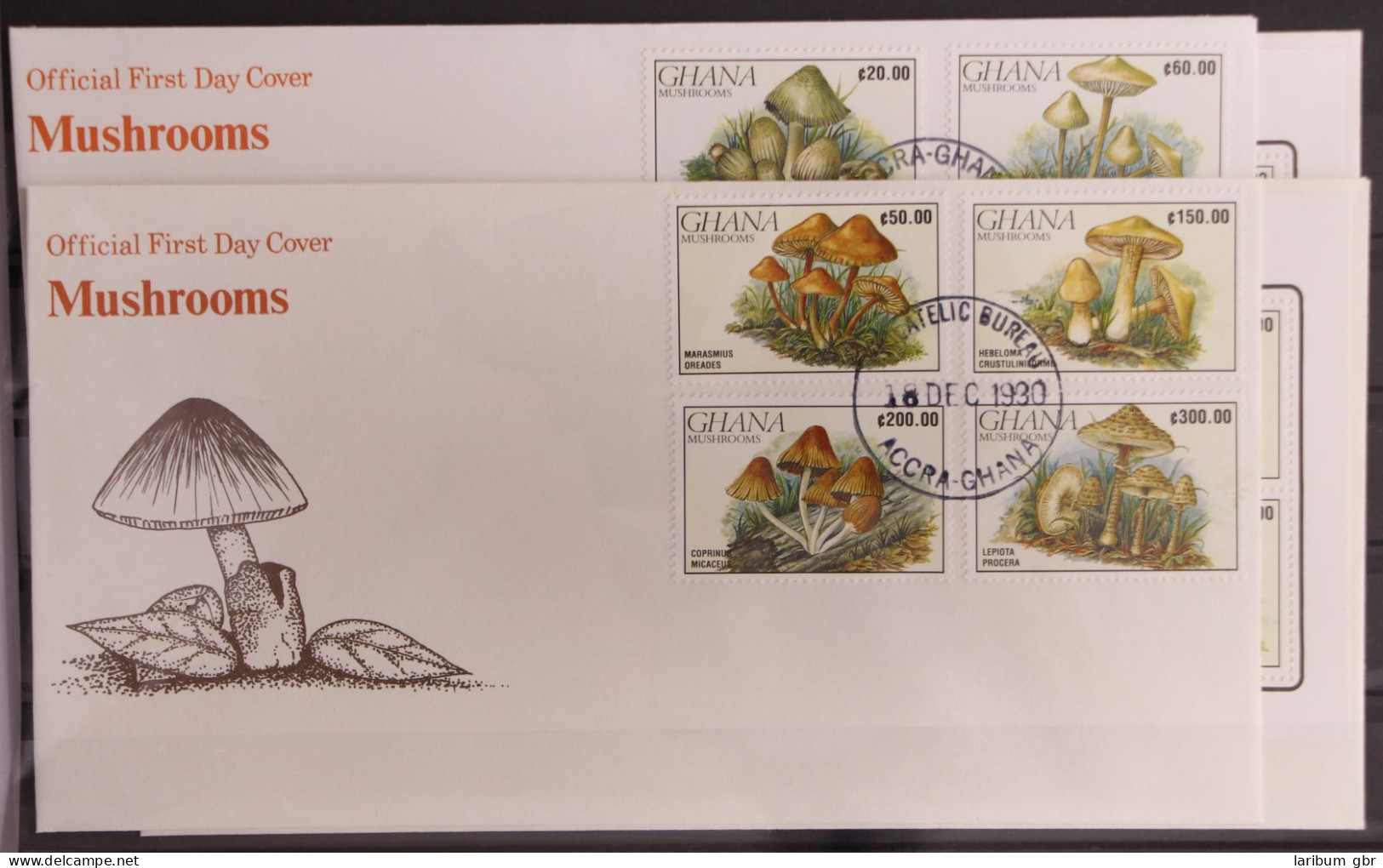 Ghana 1449-1456 Und Block 164 Und 165 Gestempelt Als FDC / Pilze #GG796 - Ghana (1957-...)