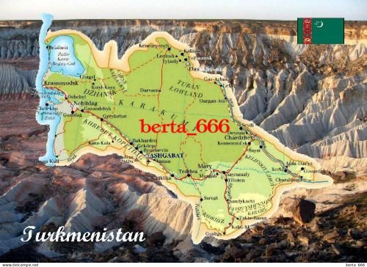 Turkmenistan Country Map New Postcard * Carte Geographique * Landkarte - Turkmenistán