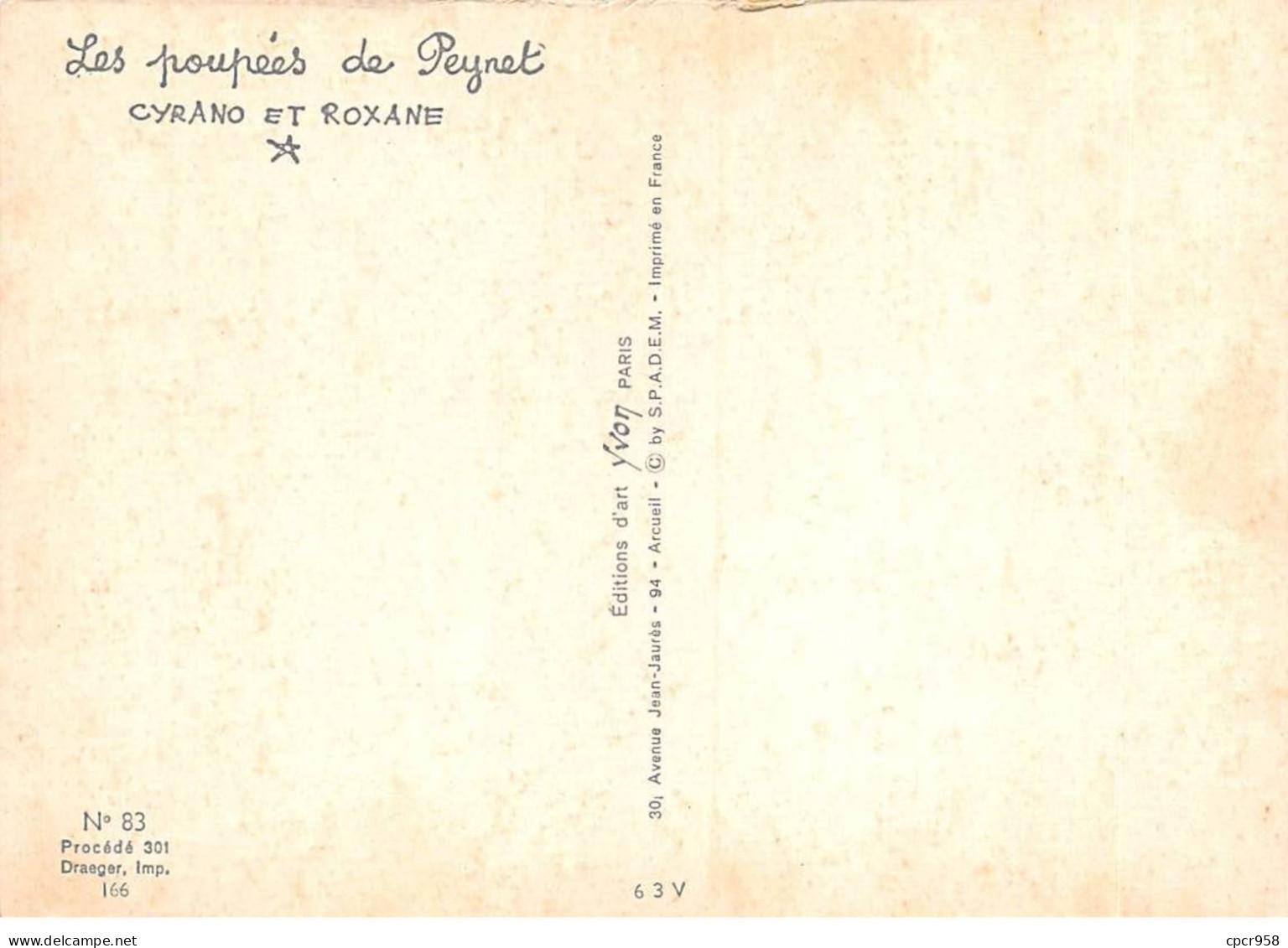 ILLUSTRATEURS - SAN58309 - Peynet - Carte N°83 - Les Poupées De Peynet - Cyrano Et Roxane - Peynet