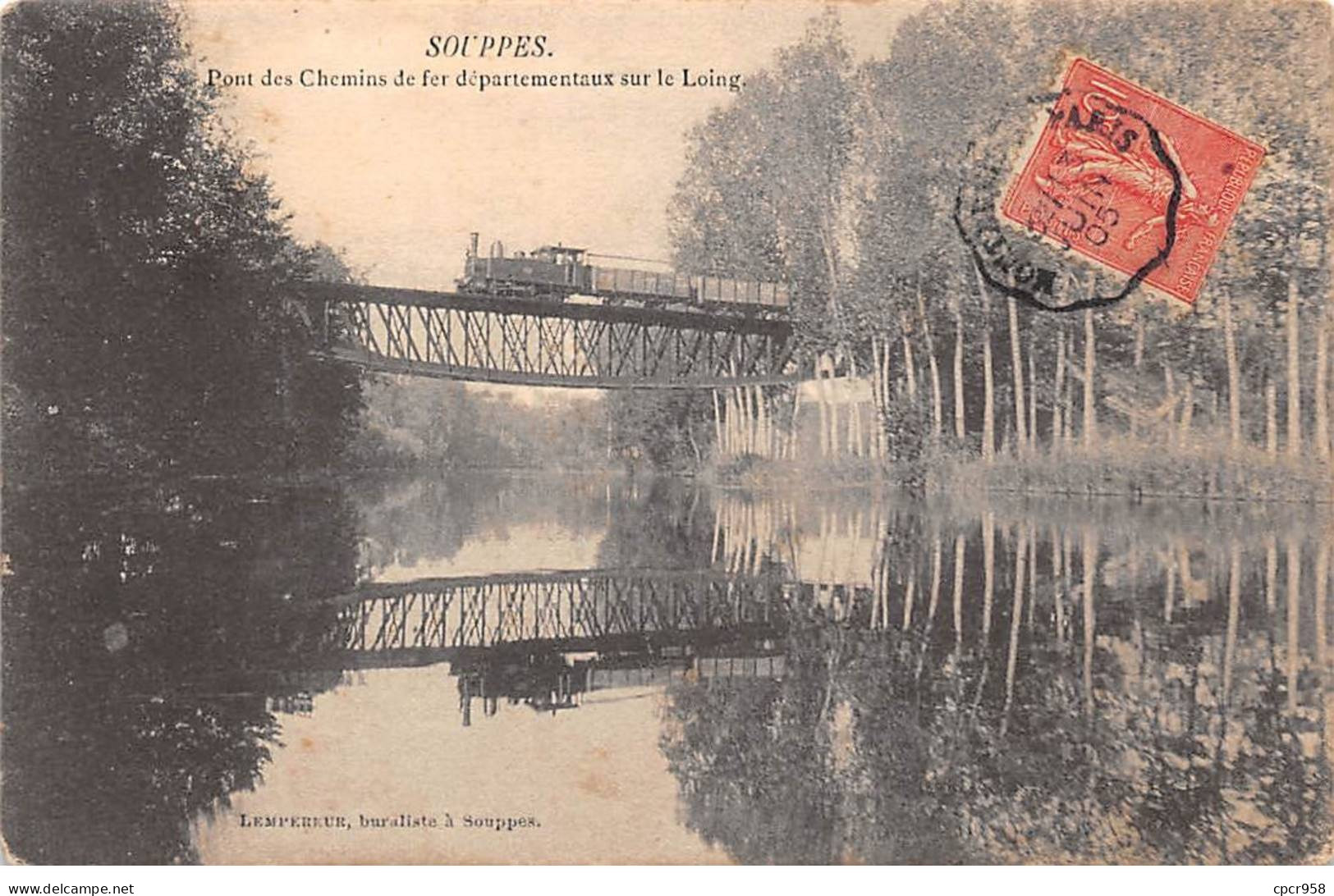77-SAN59932-SOUPPES.Pont Des Chemins De Fer Départementaux Sur Le Loing.Train.En L'état - Souppes Sur Loing