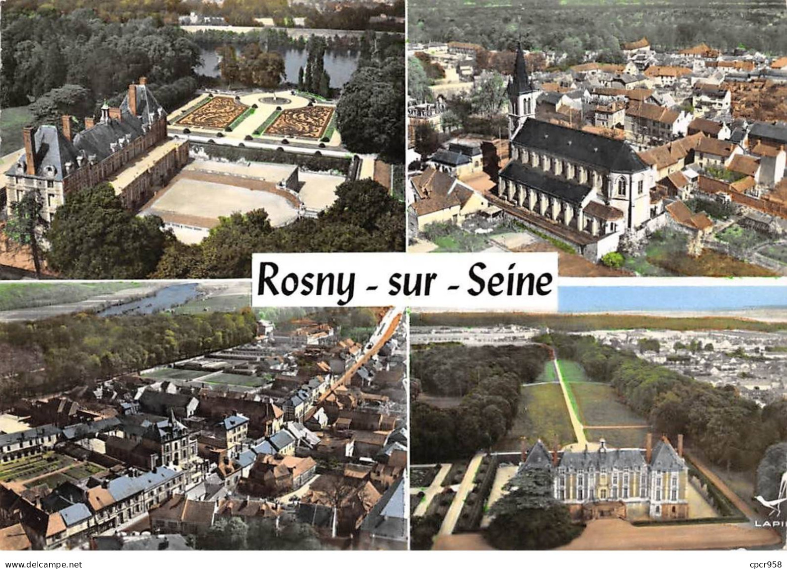 78 . N°sac10703 . Rosny-sur-seine . Le Chateau, L'église Vue Générale . En Avion Au Dessus De . Cpsm 10X15 Cm . LAPIE - Rosny Sur Seine