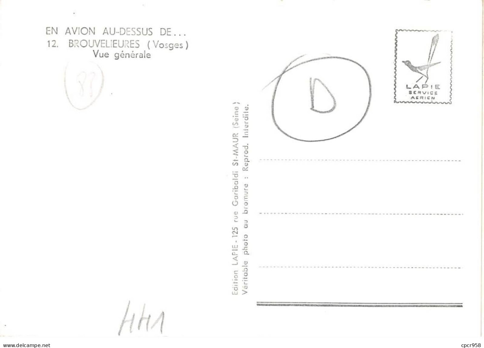 88 . N°sac11179 . Brouvelieures . Vue Générale N°12 . En Avion Au Dessus De . Cpsm 10X15 Cm . LAPIE - Brouvelieures