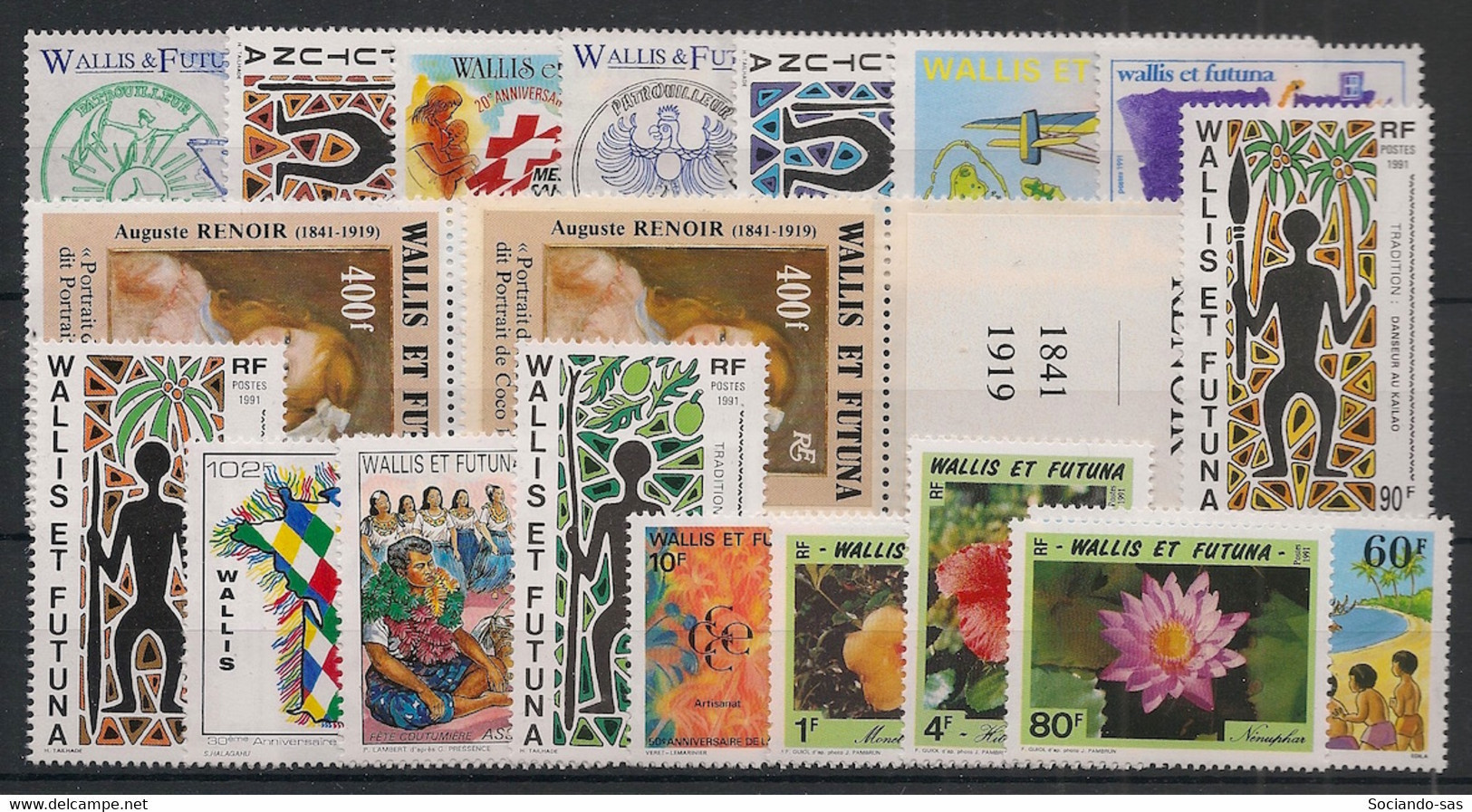 WALLIS ET FUTUNA - Année Complète 1991 - N°YT. 405 à 423 - 19 Valeurs  - Neuf Luxe ** / MNH / Postfrisch - Ongebruikt