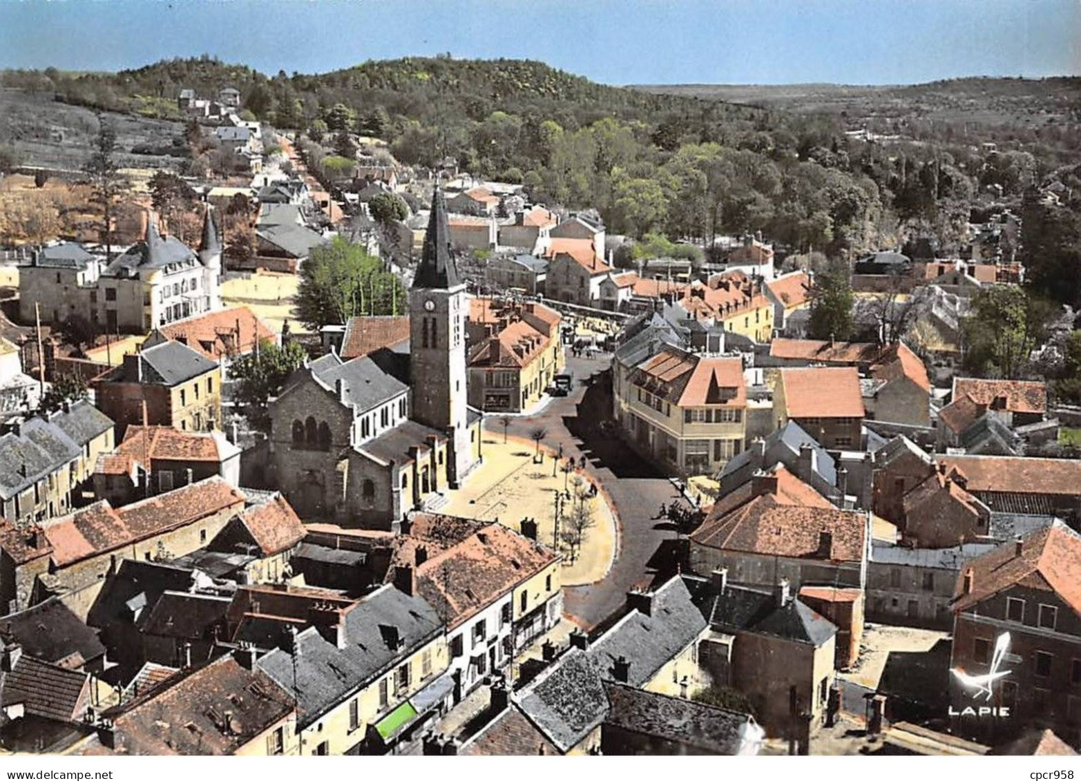 91 . N°sac11255 . SAINT CHERON . Grande Rue - Vue Générale N°1 . En Avion Au Dessus De . Cpsm 10X15 Cm . LAPIE - Saint Cheron