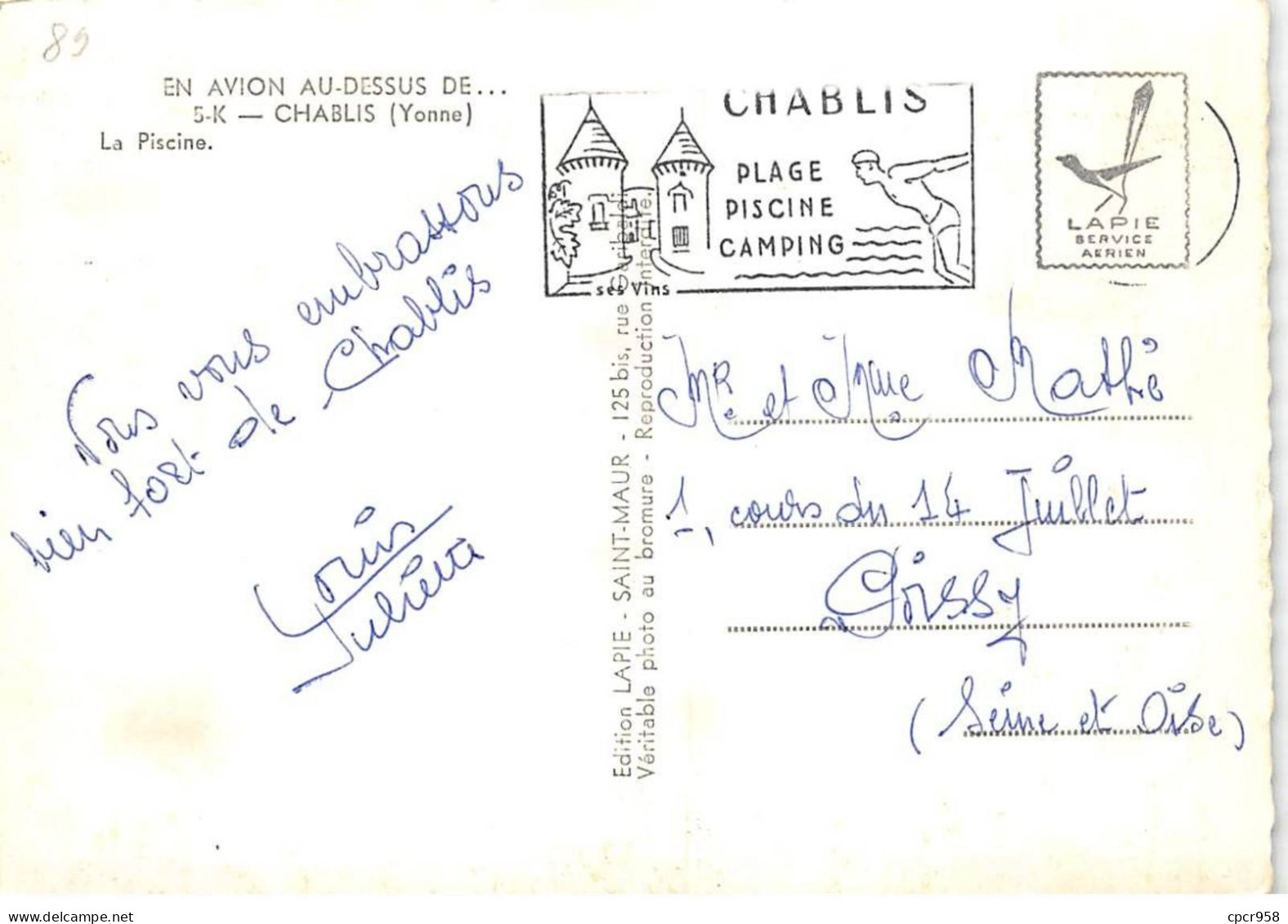 89 .n°kri11177 . Chablis  . La Piscine . N°25 K   . Edition Lapie   . Sm 10X15 Cm . - Chablis