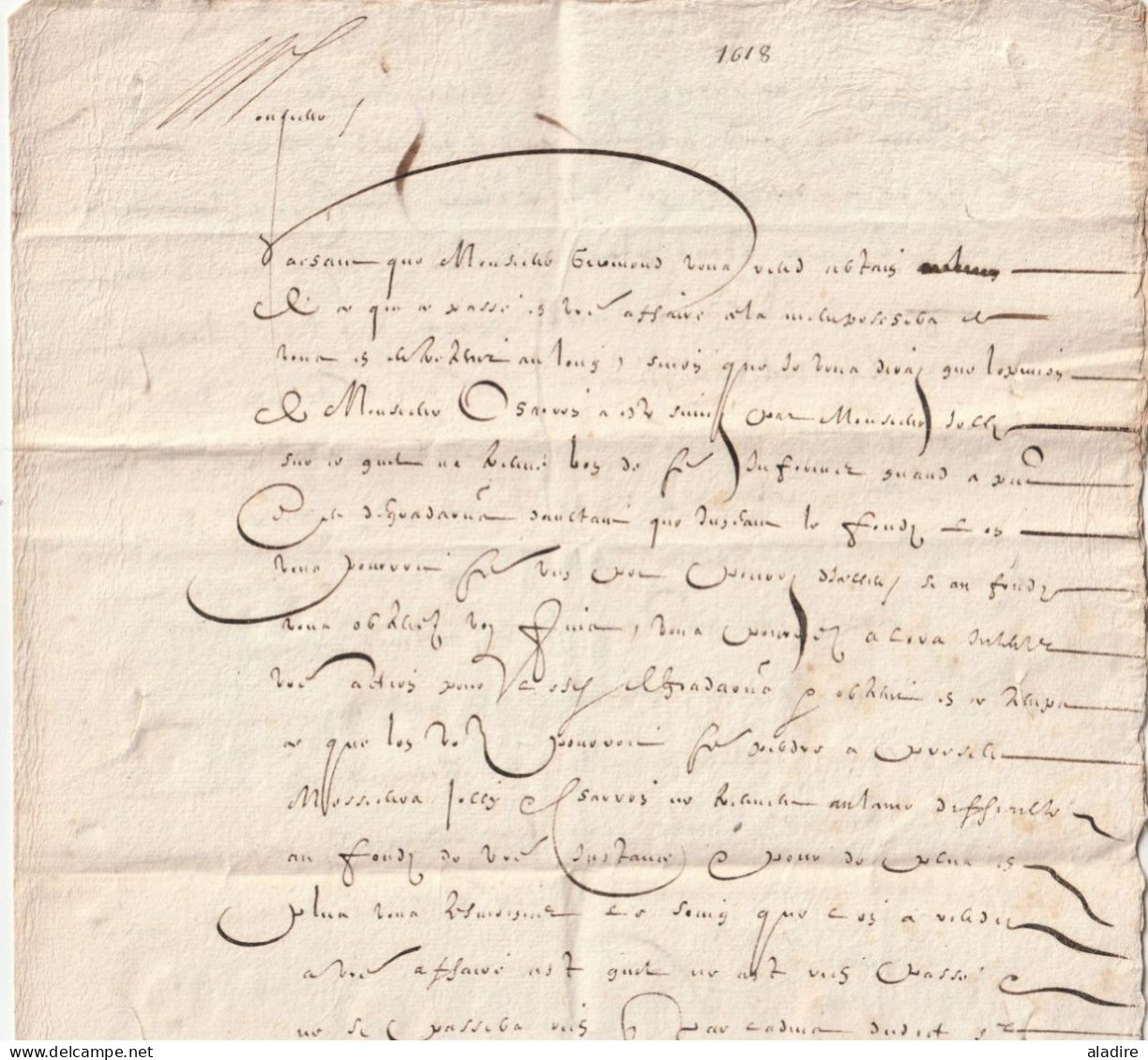 1618 - Grande Lettre Pliée Avec Correspondance De 2 Pages De PARIS Vers FREJUS, Var - Règne De Louis XIII - ....-1700: Voorlopers