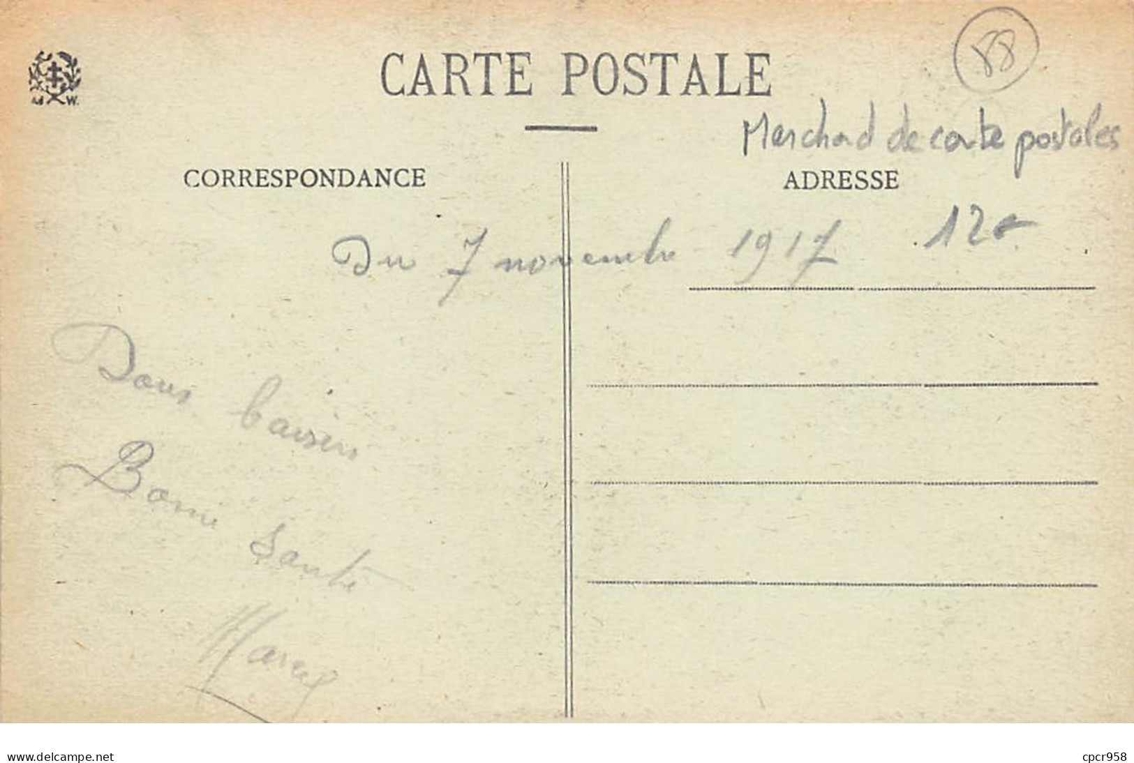 88 .n°110471 .  Fraize . Marchand De Cartes Postales .rue De Saint Die . - Fraize