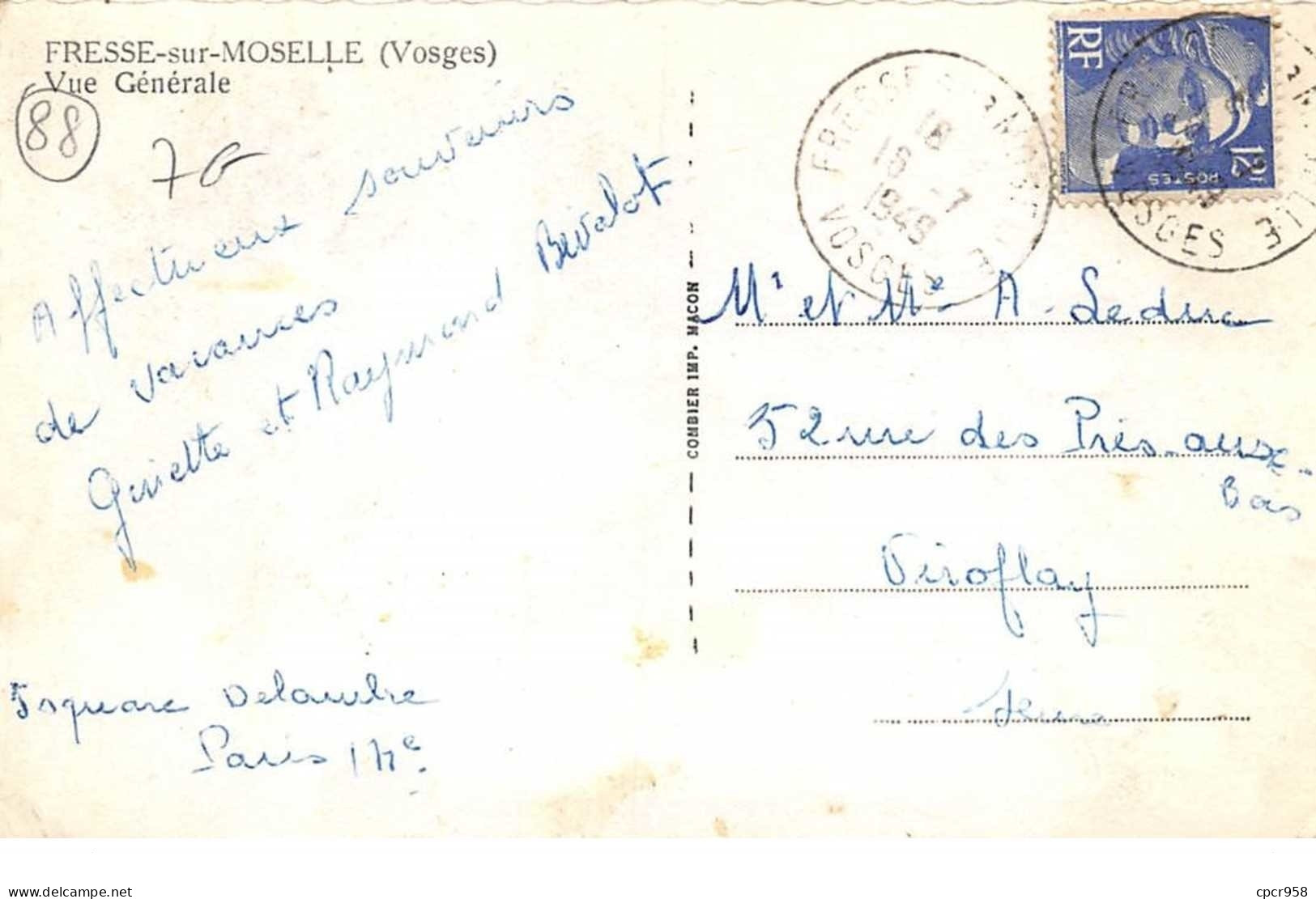 88 . N°101694  . Cpsm .9x14 Cm  .fresse Sur Moselle .vue Generale . - Fresse Sur Moselle