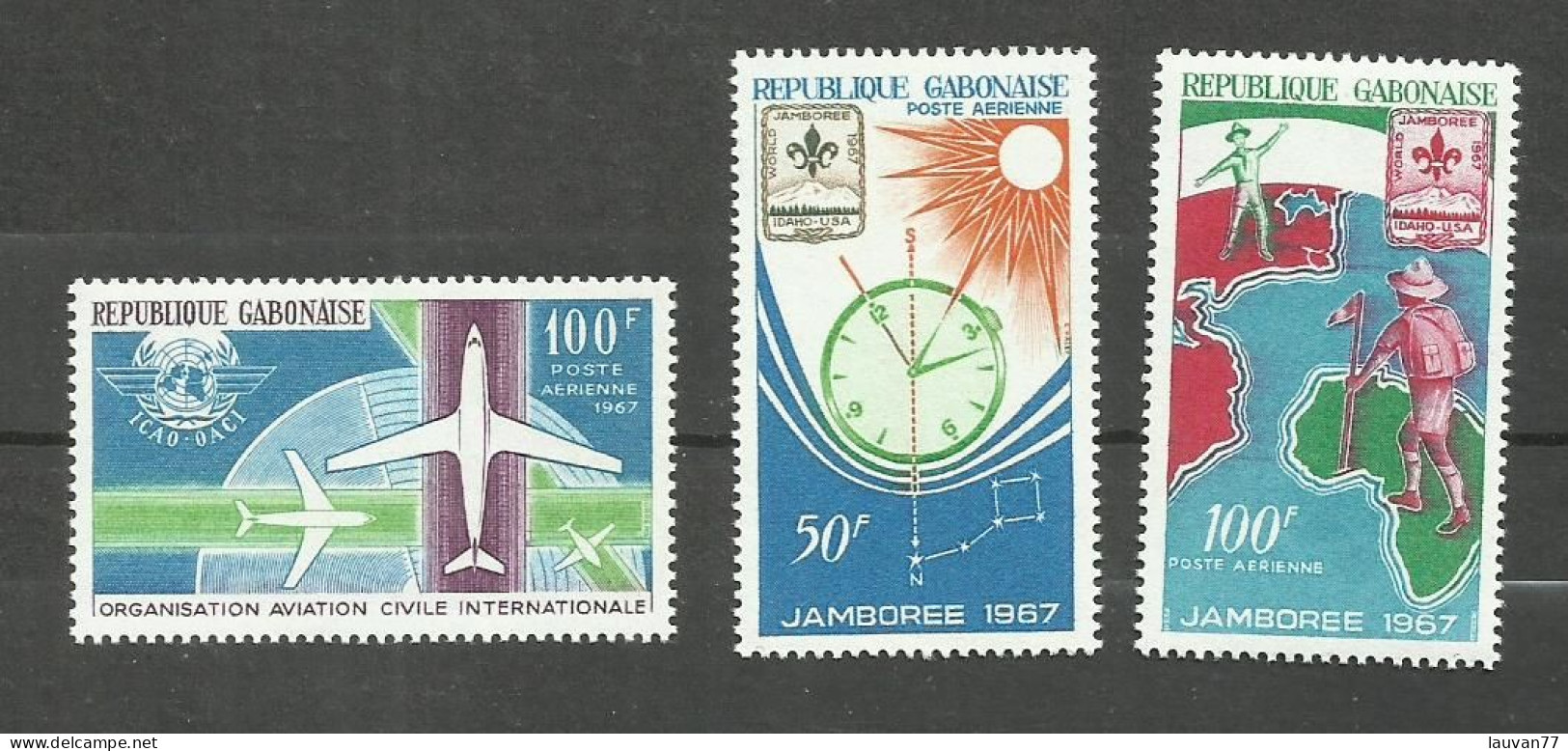 Gabon POSTE AERIENNE N°55, 58, 59 Neufs** Cote 5.20€ - Gabun (1960-...)