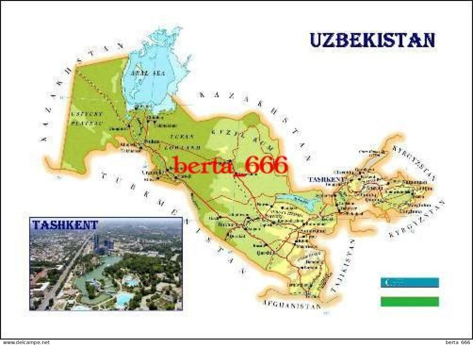 Uzbekistan Country Map New Postcard * Carte Geographique * Landkarte - Uzbekistan