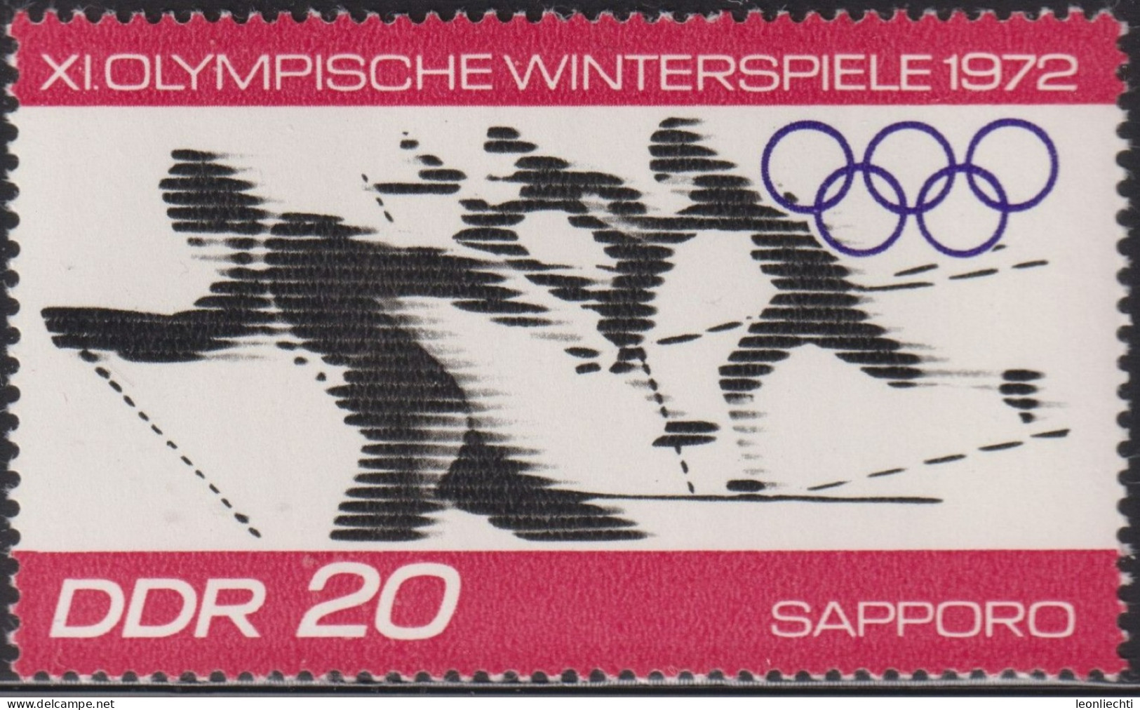 1971 DDR ** Mi:DD 1728, Sn:DD 1346, Yt:DD 1416, Sg:DD E1448, Skilanglauf, Olympische Winterspiele, Sapporo - Invierno 1972: Sapporo