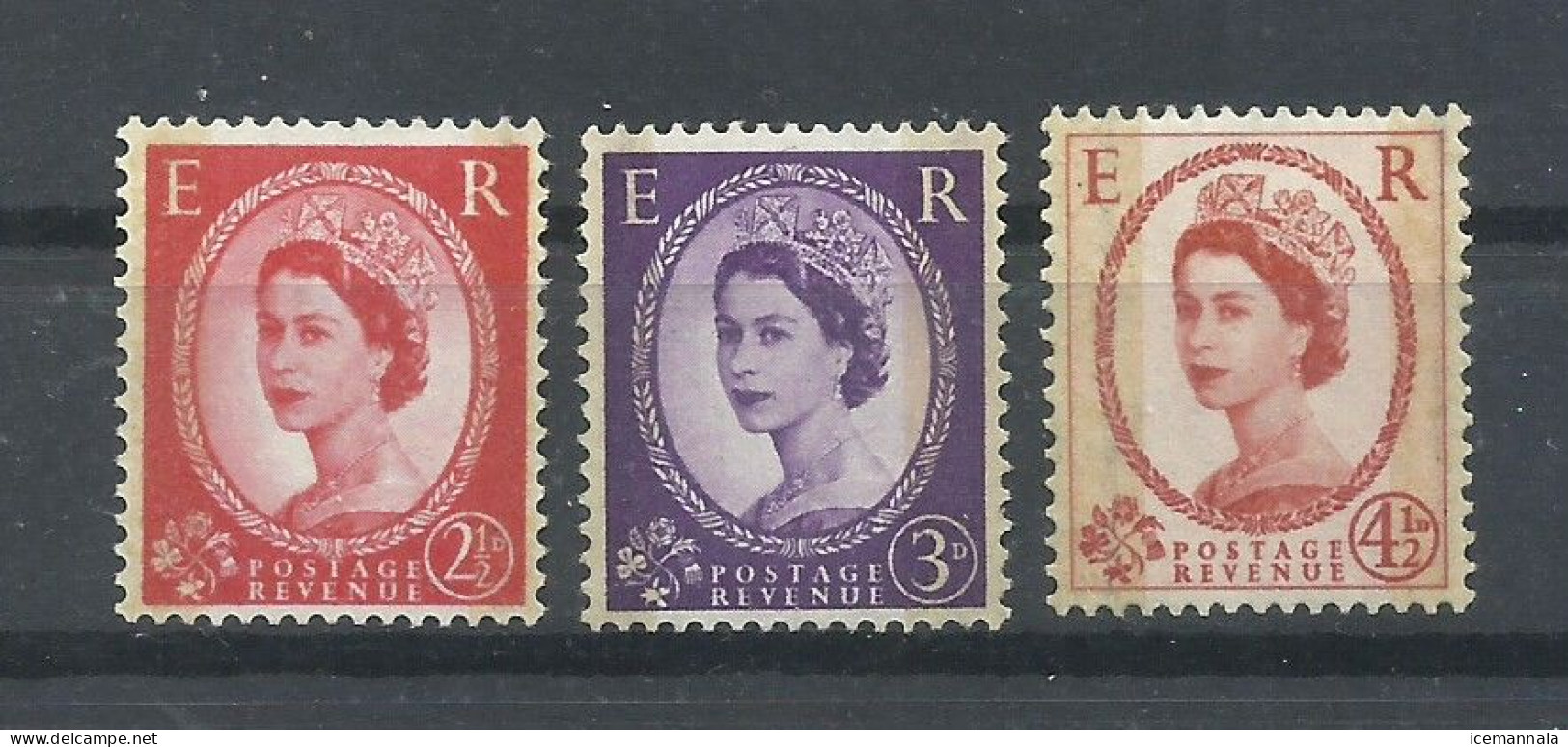 GRAN BRETAÑA  YVERT  347b,  348b,   350a   (CERTIFICADO  C.M.F.)   MNH  ** - Ongebruikt