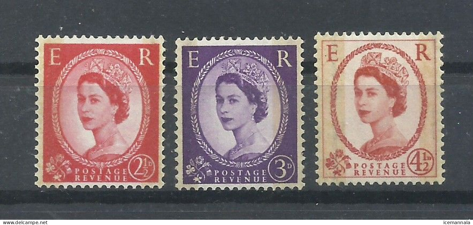 GRAN BRETAÑA  YVERT  347b,  348b,   350a   (CERTIFICADO  C.M.F.)   MNH  ** - Unused Stamps