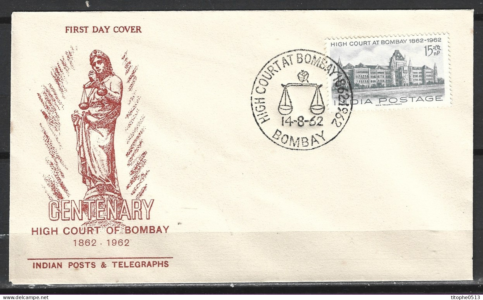 INDE. N°144 Sur Enveloppe 1er Jour (FDC) De 1962. Haute-Cour De Bombay. - FDC