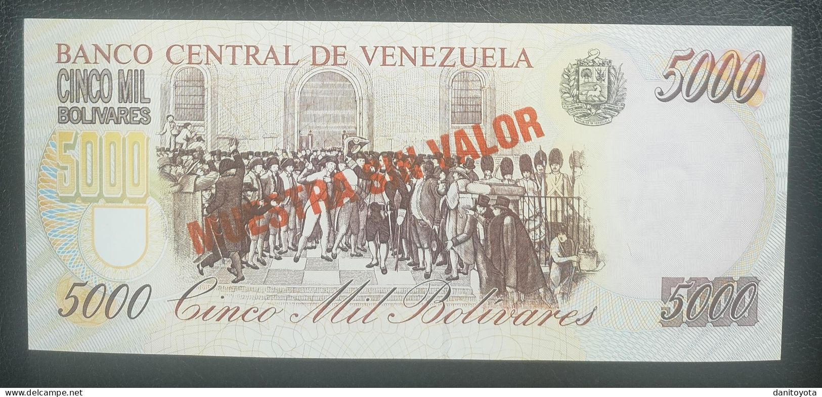 VENEZUELA. 5000 BOLIVARES 10 DE FEBRERO DE 1998 SOBRECARGA MUESTRA SIN VALOR SIN CIRCULAR. - Venezuela