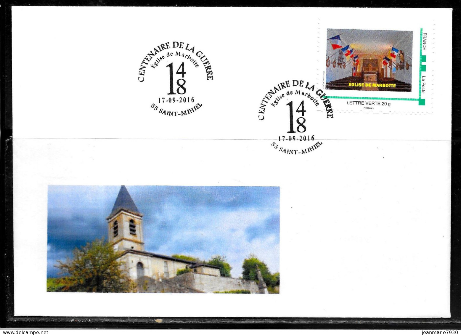 J29 - MONTIMBREAMOI - LETTRE DE SAINT MIHIEL DU 17/09/16 - EGLISE DE MARBOTTE - Covers & Documents