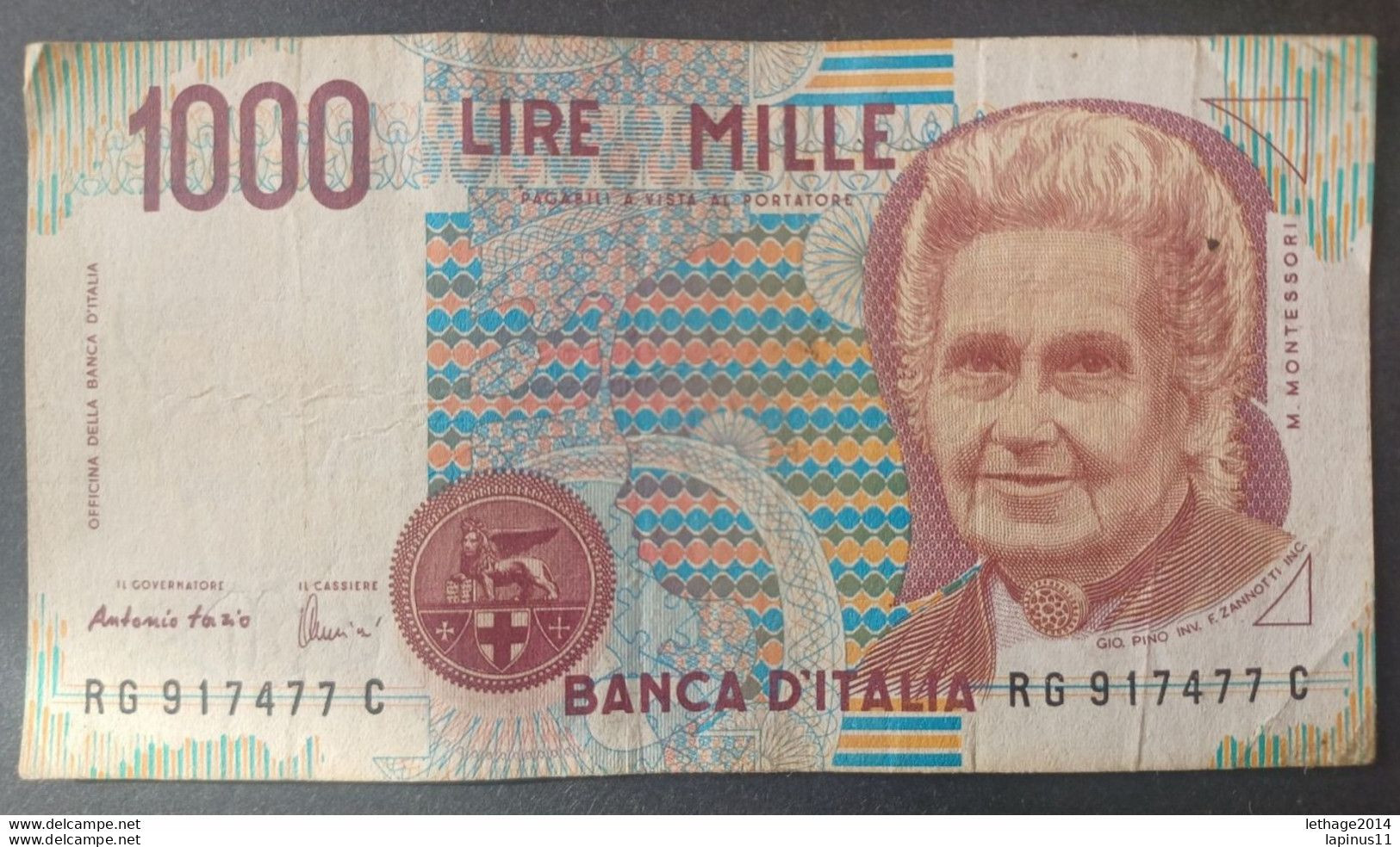 BANKNOTE ITALY 1000 LIRE 1995 FAZIO AMICI CIRCULATED RARE SERIES C - 1000 Lire