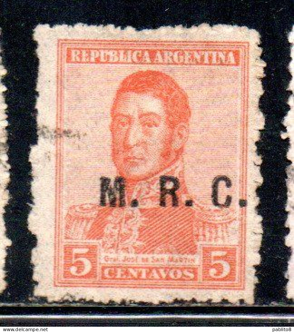 ARGENTINA 1915 1919 OFFICIAL DEPARTMENT STAMP OVERPRINTED M.R.C. MINISTRY OF FOREIGN AFFAIRS MRC 5c MH - Oficiales