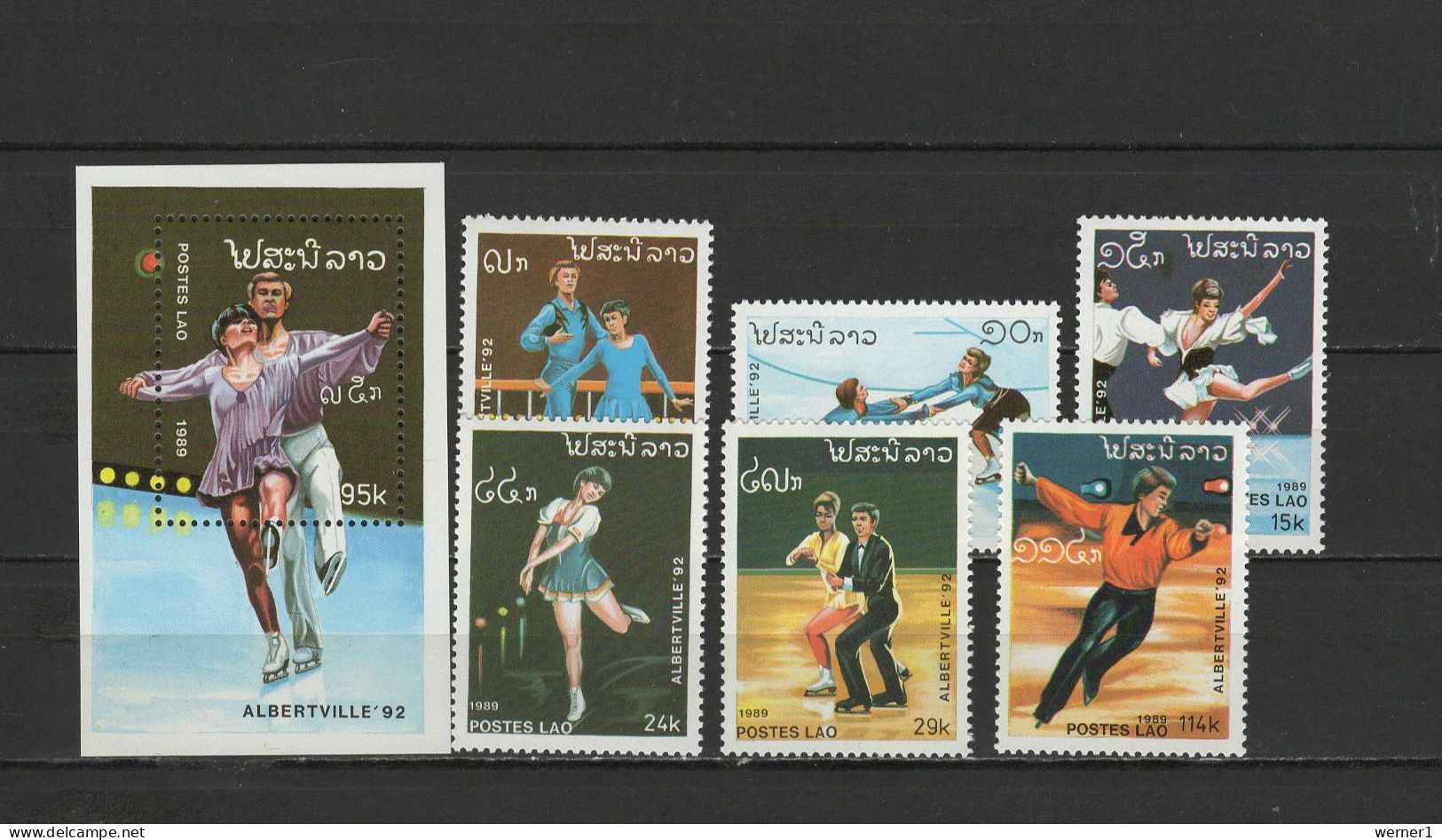 Laos 1989 Olympic Games Albertville Set Of 6 + S/s MNH - Hiver 1992: Albertville