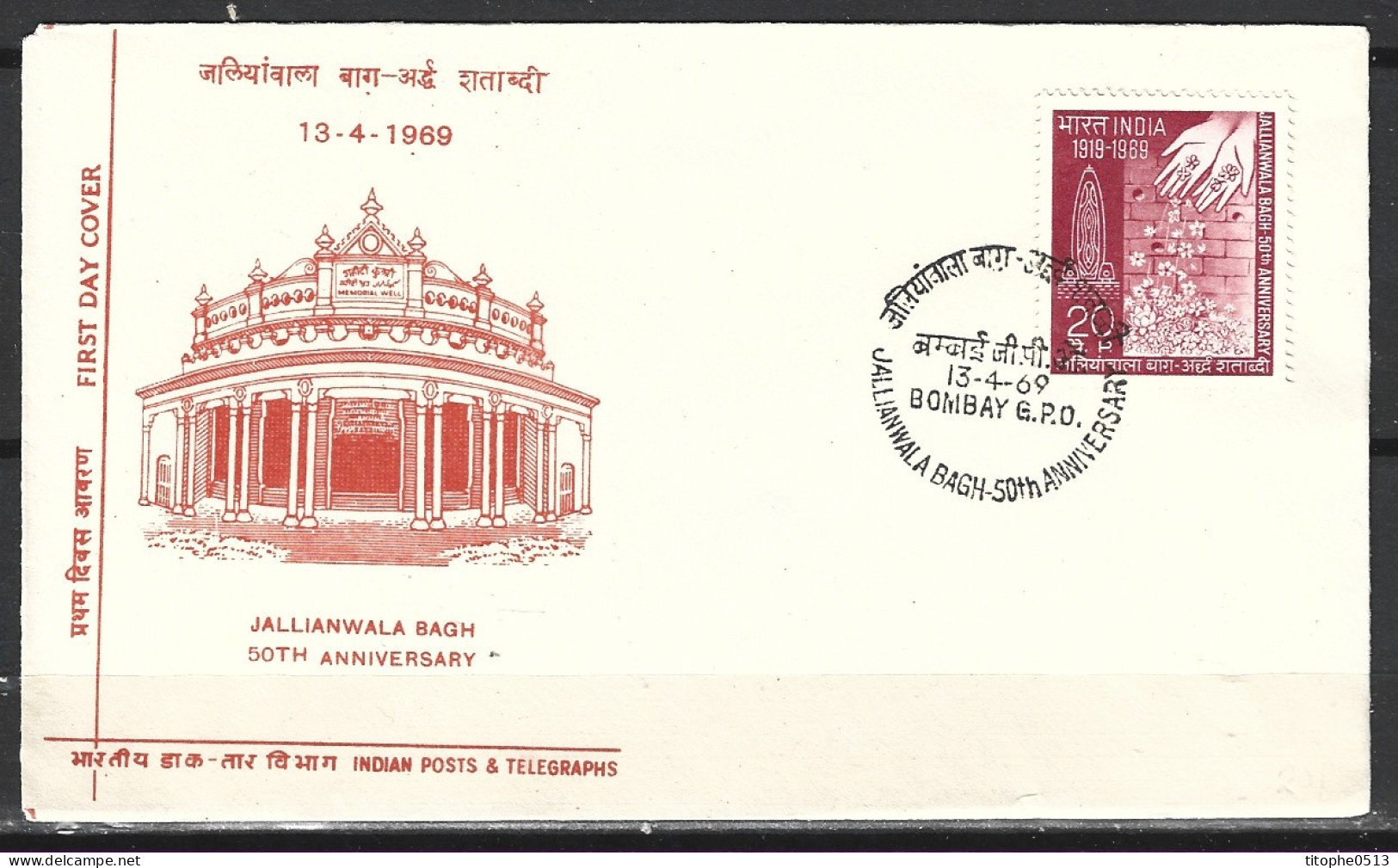 INDE. N°274 Sur Enveloppe 1er Jour (FDC) De 1969. Massacre De Jallianwala Bagh. - FDC