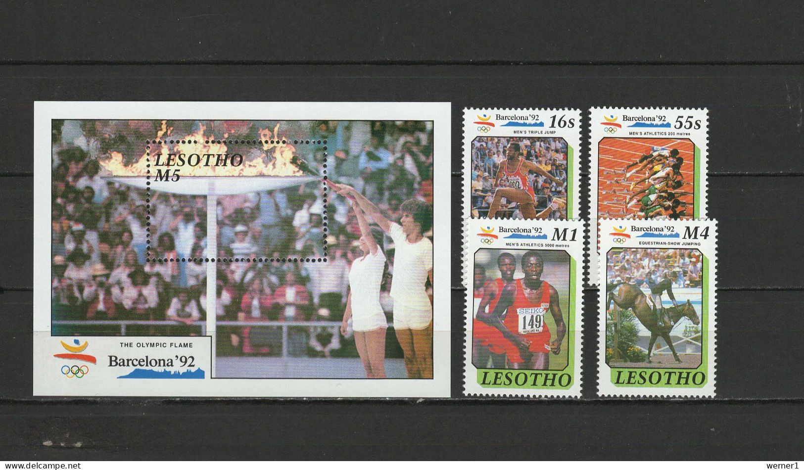 Lesotho 1990 Olympic Games Barcelona, Equestrian Etc. Set Of 4 + S/s MNH - Verano 1992: Barcelona