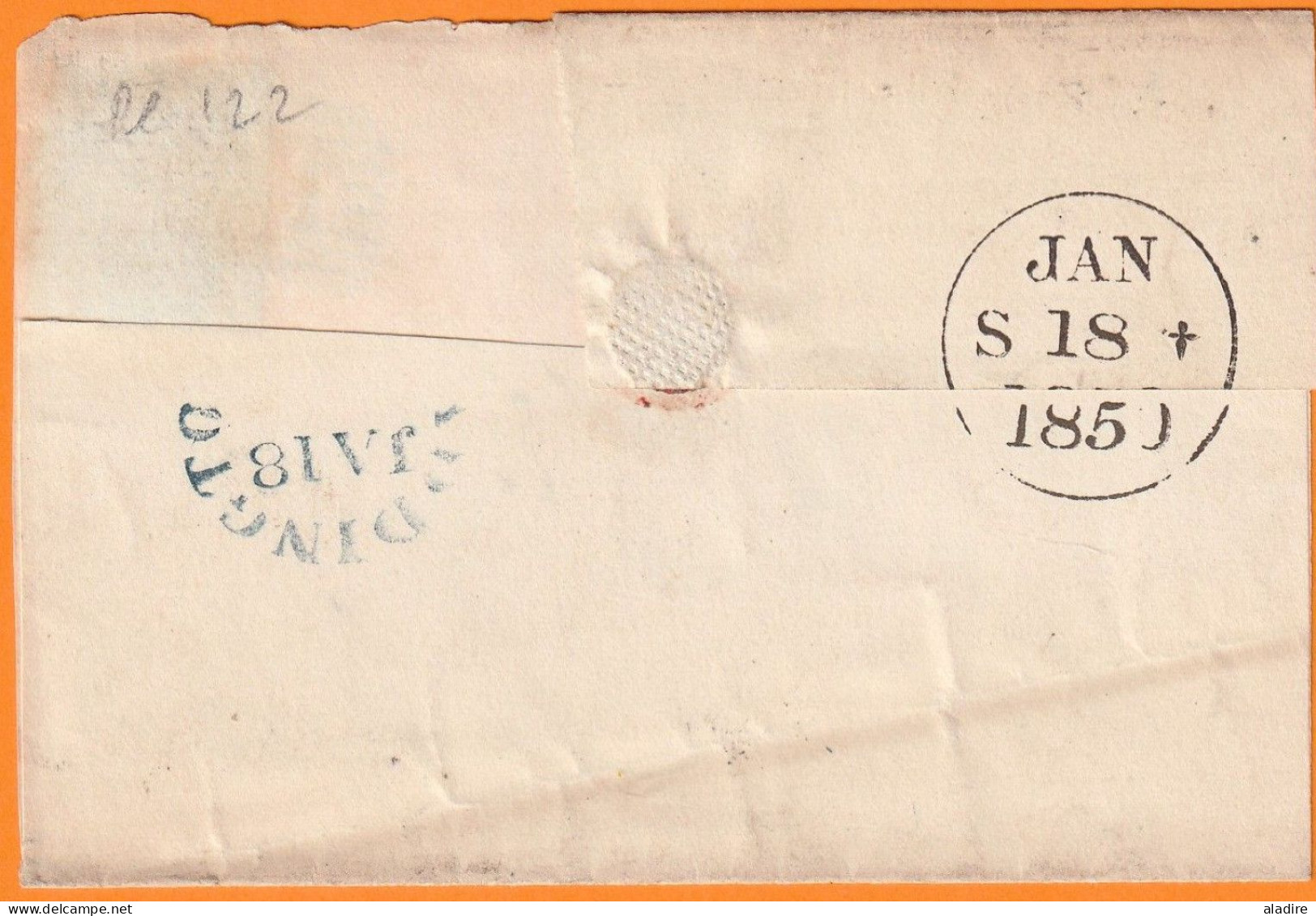 1850 - QV - 1 Penny Red Non Dentelé - Plate 122 - Sur Env. De HADDINGTON (East Lothian) Vers EDINBURGH, Ecosse, Scotland - Cartas & Documentos