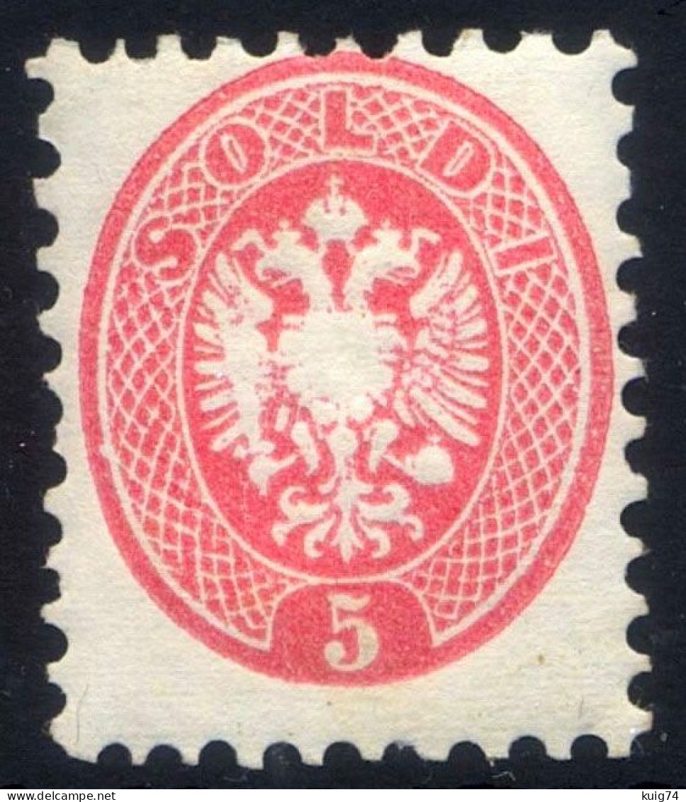 1864-65 LOMBARDO VENETO 5 SOLDI ROSA SCURO N.43a NUOVO* MOLTO FRESCO - UNUSED MH - Lombardije-Venetië