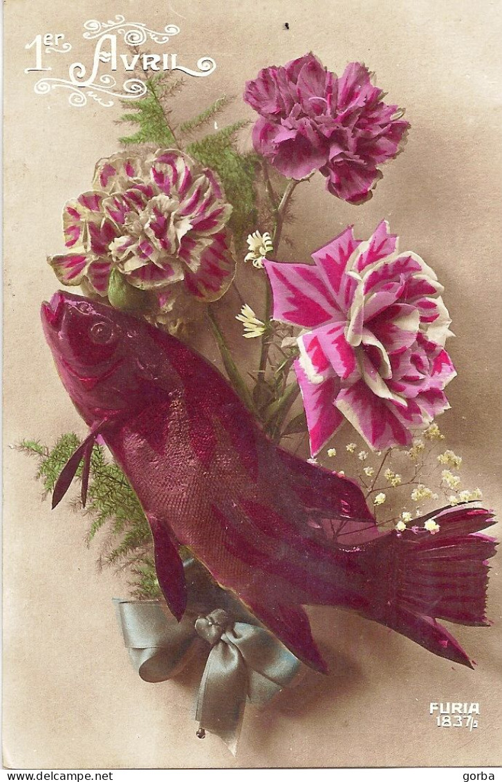 *CPA - 1er Avril      Poisson, Fleurs - 1er Avril - Poisson D'avril