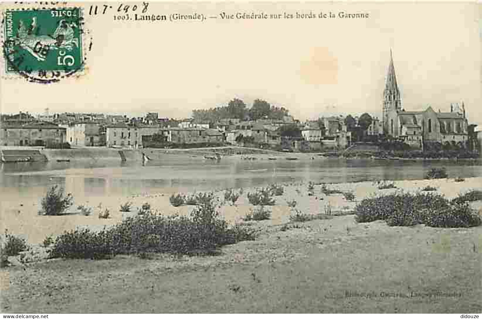 33 - Langon - Vue Générale Sur Les Bords De La Garonne - Oblitération Ronde De 1908 - CPA - Voir Scans Recto-Verso - Langon