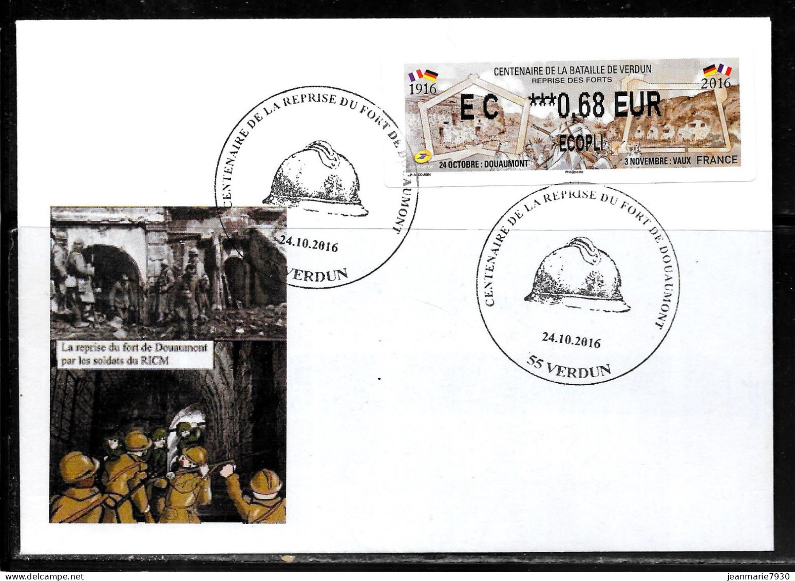 J24 - LETTRE DE VERDUN DU 24/10/16-DECLENCHEMENT DE LA BATAILLE DE VERDUN-REPRISE DU FORT DE DOUAUMONT - 2010-... Viñetas De Franqueo Illustradas