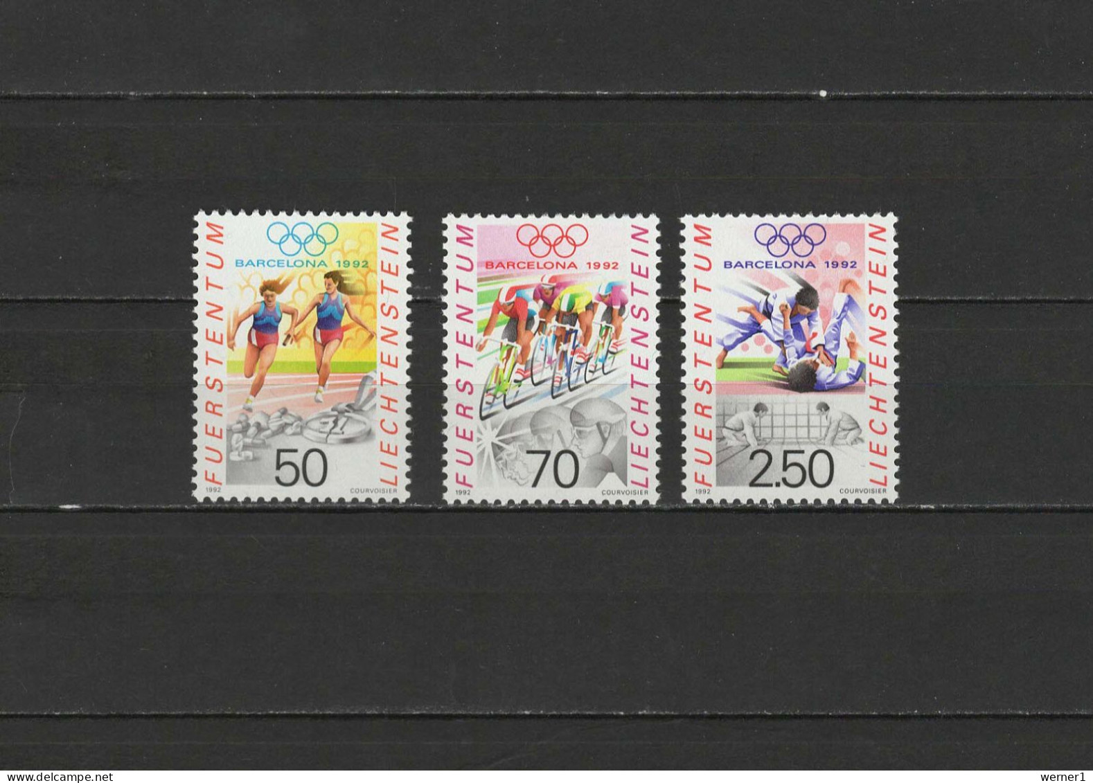 Liechtenstein 1992 Olympic Games Barcelona, Cycling, Judo Etc. Set Of 3 MNH - Verano 1992: Barcelona