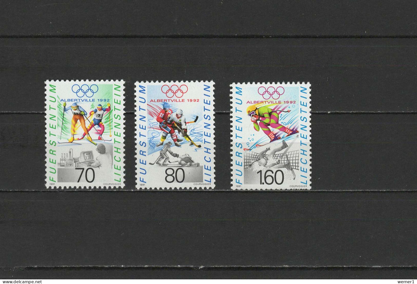 Liechtenstein 1991 Olympic Games Albertville Set Of 3 MNH - Hiver 1992: Albertville