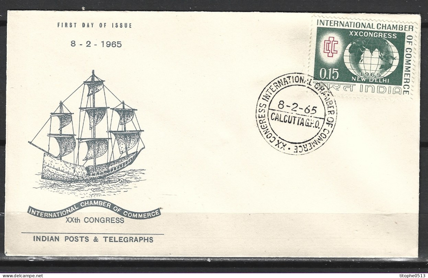 INDE. N°184 Sur Enveloppe 1er Jour (FDC) De 1965. Chambres De Commerce. - Briefe U. Dokumente