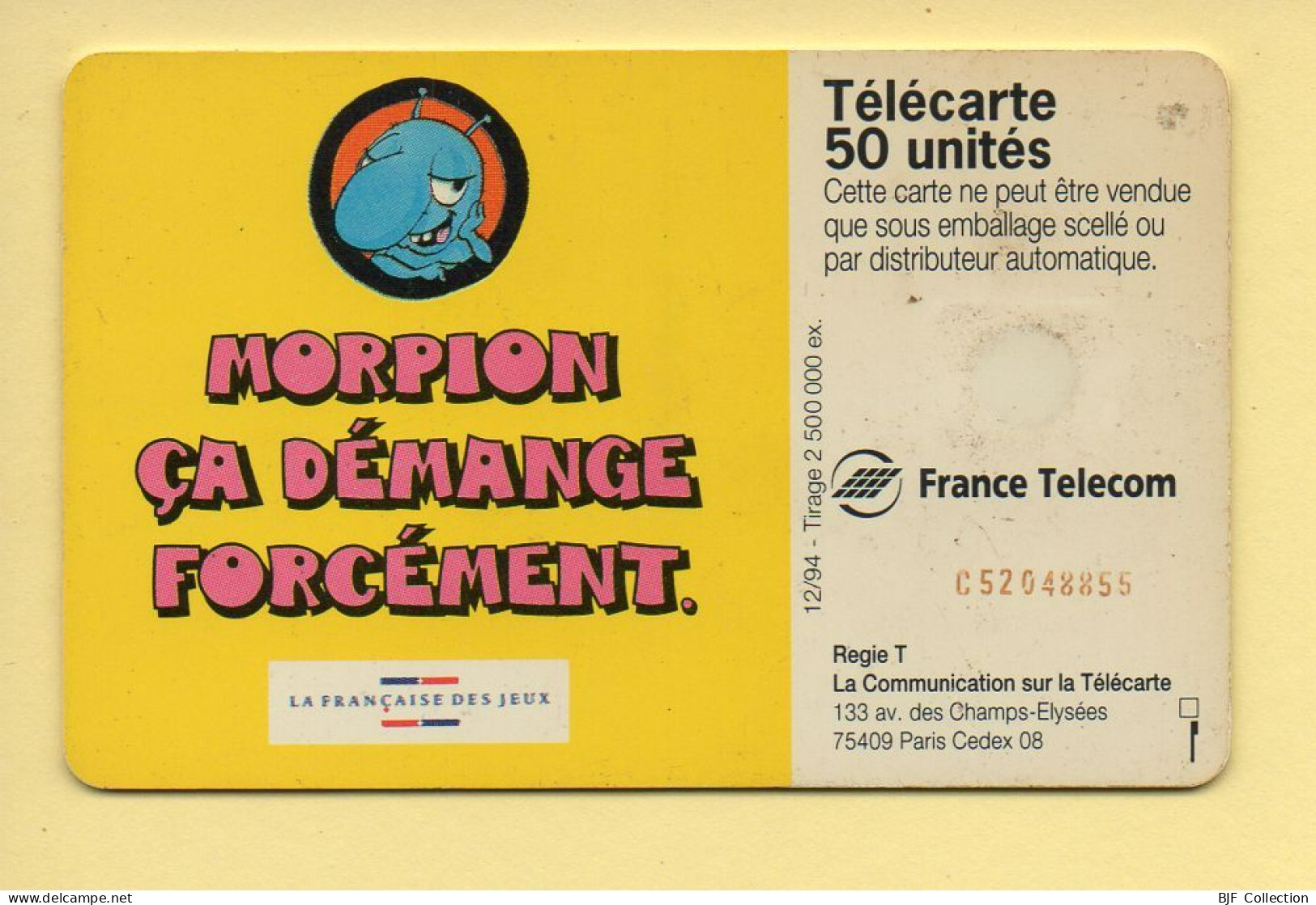 Télécarte 1994 : MORPION / 50 Unités / Numéro C52048855 / 12-94 (voir Puce Et Numéro Au Dos) - 1994