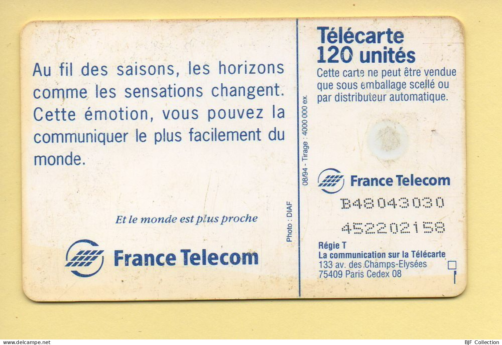 Télécarte 1994 : L'ETE / 120 Unités / Numéro B48043030/452202158 / 08-94 (voir Puce Et Numéro Au Dos) - 1994